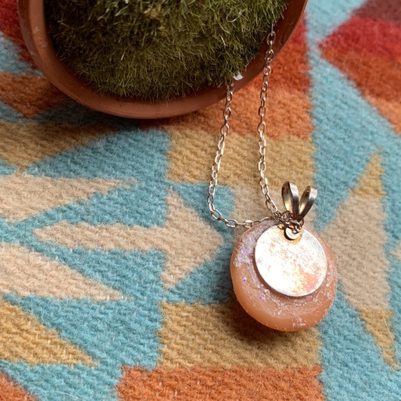 Sweet baby moon face necklace. 18”sterling silver chain, resin face - Picture 4 of 7